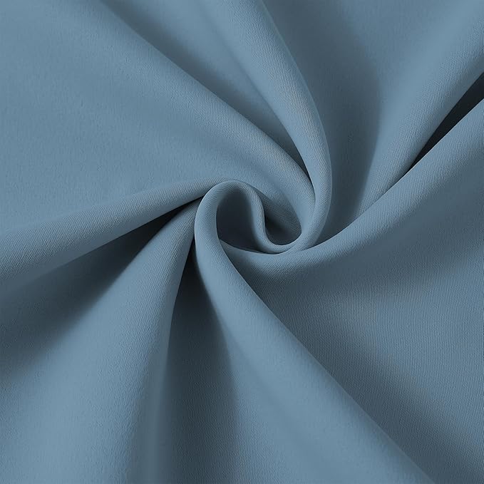 KEQIAOSUOCAI Dusty Blue Pleat Wide Width Drapes 80 x 96 inch Long 2 Panels - Thermal Insulated Room Divider Curtains for Bedroom/Living Room/Patio, Pinch Pleated Curtain Panel with Hooks