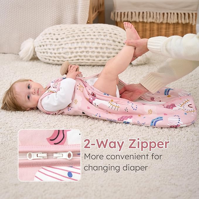 Yoofoss Baby Sleep Sack 18-24 Months, 1.5 Tog Baby Wearable Blanket with 2-Way Zipper, 100% Cotton Organic Fabric Winter Infant Sleeping Sack, Warm Soft Comfy