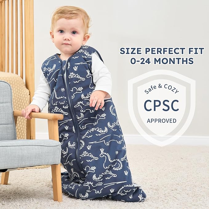 Yoofoss Baby Sleep Sack 12-18 Months, TOG 2.5 Baby Wearable Blanket with 2-Way Zipper, 100% Organic Cotton Fabric Winter Newborn Sleeping Sack, Warm Soft Comfy