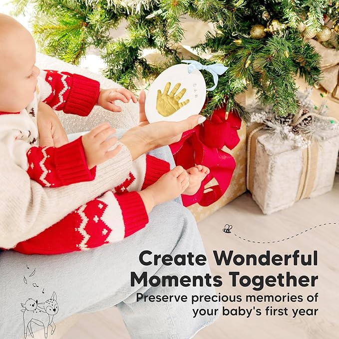 Baby Hand and Footprint Kit Girls, Boys - Personalized Baby Footprint Ornament Kit, Newborn Keepsake Gifts for New Mom, Easy to Use Handprint Makers, Cute Shower Gifts (Multi-Colored)