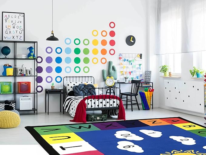 Genki - Kids Rugs for Playroom - ABC Learning Area Rug for Play Room, Classroom, Kindergarten, and Preschool - Kid Alphabet Educational Carpet for Childrens and Toddler Mat - Non Slip | 3'3"x4'11"
