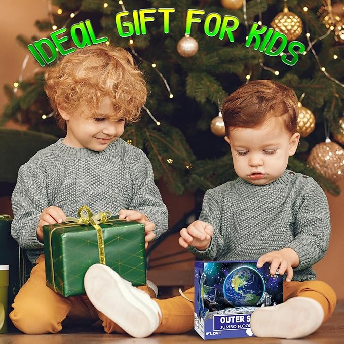 Jumbo Floor Puzzle for Kids Ages 4-8,Space Earth Jigsaw Puzzles,48 Piece Astronaut Large Puzzles for Toddler Ages 3-5,Preschool Learning Planets Earth Toys Christmas Birthday Gift for Boys Girls