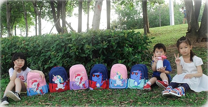 12 Inch Kids Small Toddler Preschool Travel Backpack Cute Cartoon Daypack (Unicorn Pink and Purple)
