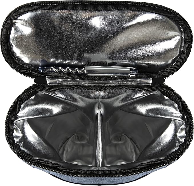 ALLCAMP 2 Bottle Wine Tote Carrier - Insulated Portable Padded Canvas Wine Bag for Travel, BYOB Restaurant, Wine Tasting, Party, Great Christmas Day Gift for Wine Lover,Blue