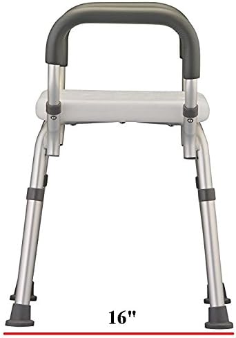 HEALTHLINE Adjustable Shower Bench with Arms – Lightweight Bath Seat with Padded Handles, Height 15"–20", White Plastic Seat with Drainage Holes, for Balance Assistance in Shower/Tub, 300 lb Capacity