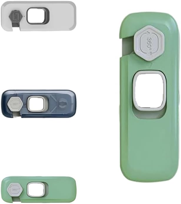 2x Child Kid Lock Fridge, Freezer, Cabinet Catch Baby Safety Lock Door Safe (Green)