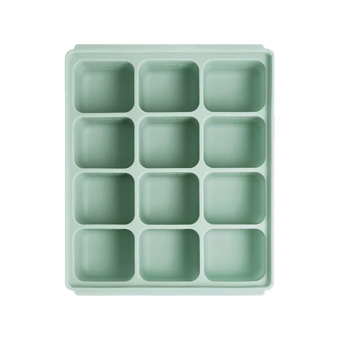 Baby Food Storage Silicone Cubes with Clip-On Lid Freezer Tray Baby Food Soups Purees Ice Easy and Safe Design Made in Korea (12 Ocean Blue)