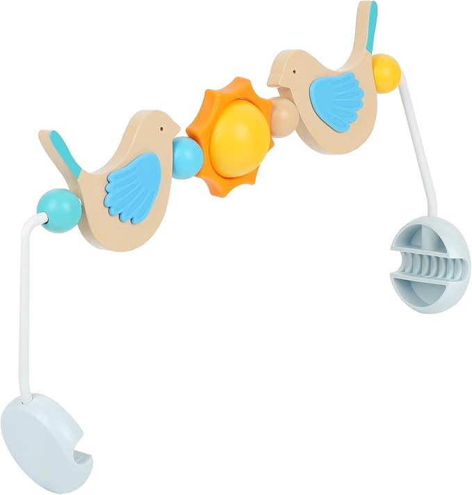 IMPRESA Wooden Baby Arch Toy Attachment Compatible with Baby Bjorn Bouncer, Bird Design to Stimulate Motor Skills, Durable Wooden Toy Bar, Easy to Use Bouncer Accessories