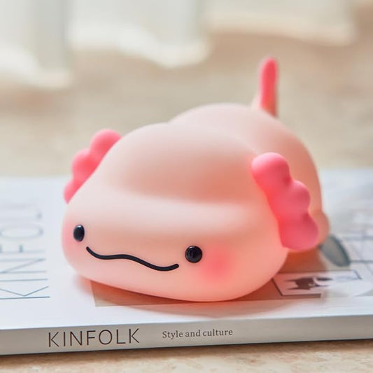 ATSUI Axolotl Night Light, LED Squishy Novelty Animal Lamp, Food Grade Silicone, 3 Level Dimmable, Breastfeeding Nursery Nightlight for Room Decor, Funny Gifts Stuff for Boys Girls Baby Children