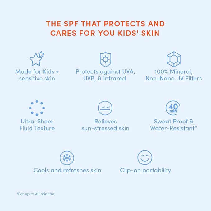 Evereden SPF50 Fluid Silk Mineral Kids Sunscreen: Clean Cooling Non-Nano UVA, UVB, & IR Protection for Sensitive Skin - Sheer, Lightweight, & Waterproof for Up to 40 Mins - Beach Day Toddler Sunscreen