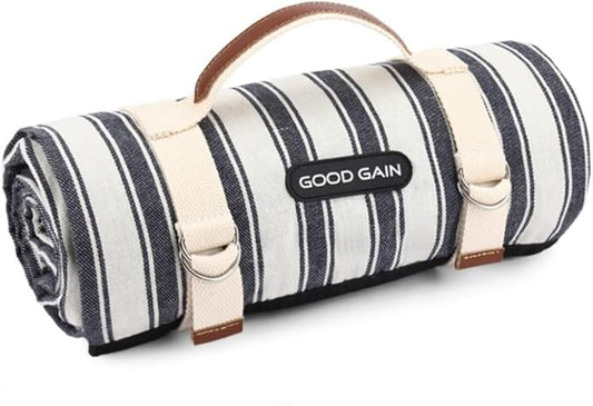 G GOOD GAIN Waterproof Picnic Blanket Portable with Carry Strap for Beach Mat or Family Outdoor Camping Party (Berry Blue)