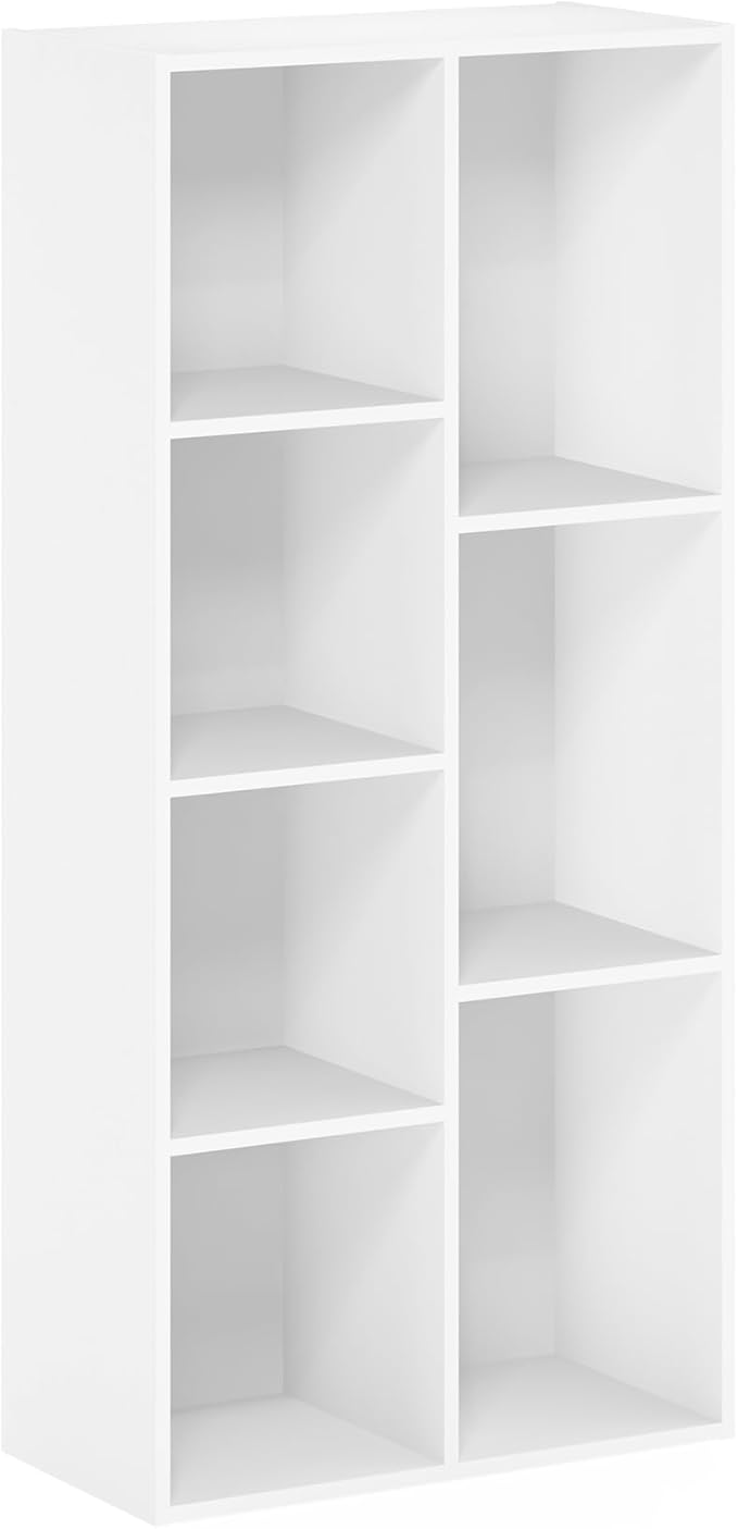 Furinno Luder Bookcase / Book / Storage , 7-Cube, White