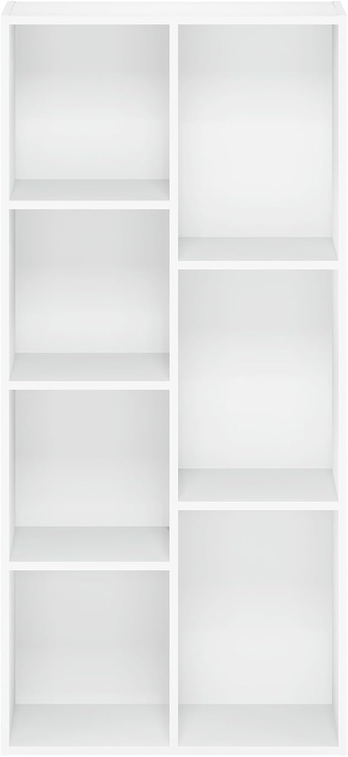 Furinno Luder Bookcase / Book / Storage , 7-Cube, White