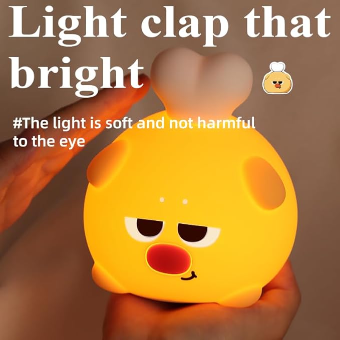 ATSUI Cute LED Night Light for Kids, Squishy Dog Design, 3 Level Dimmable, Food Grade Silicone Construction