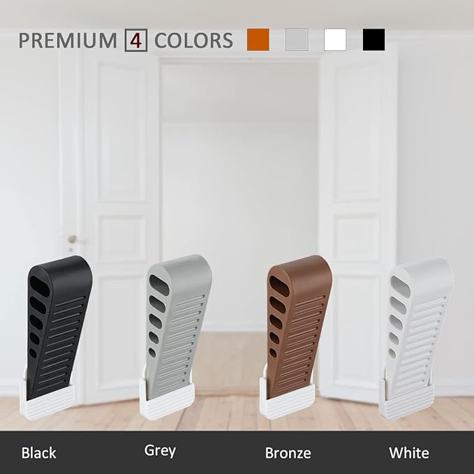 JQK Rubber Door Stopper Wedge, White 3 Pack Soft TPR Premium Door Stops for Bottom of Heavy Duty Door on Tile, Concrete, Carpet, Wooden Floor, DSB61-WH-P3