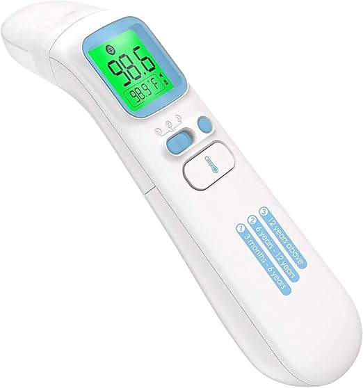GoodBaby Touchless Thermometer for Adults,Forehead and Ear LCD Display Thermometer for Fever,Infrared Magnetic Thermometer for Baby Kids Surface and Room