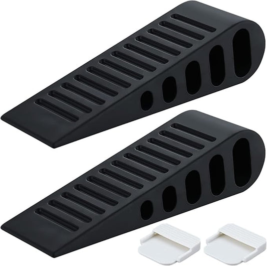 JQK Rubber Door Stopper Wedge, Black 6 Pack Soft TPR Premium Door Stops for Bottom of Heavy Duty Door on Tile, Concrete, Carpet, Wooden Floor, DSB61-BK-P6