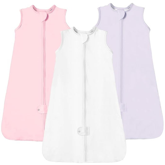 TotAha Sleep Sack 6-12-15 Months 3-Pack,Stretchy,Buttery Soft Swaddle Transition Sleeping Bag,Light Baby Wearable Blanket with 2-Way Safe Zippers for Boys and Girls, 0.5 TOG