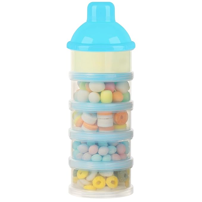Accmor Formula Dispenser On The Go, 5 Compartments Stackable Formula Container for Travel, Baby Milk Powder Kids Snack Container, BPA Free