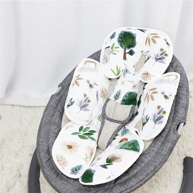 2 in 1 Infant Car Seat Insert, Car Seat Head Support Baby Girls Boys, Soft Newborn Carseat Insert Cushion, Perfect for Carseats, Strollers, Swings (White Animals)