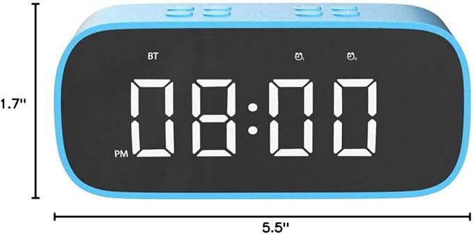 AFK Digital Alarm Clock with Bluetooth Speaker,Desk Clock for Bedrooms,Small Table Clock with Dual Alarms,Snooze,Dimmable LED Display.