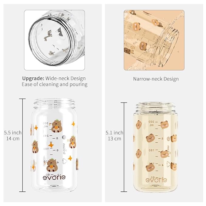 Evorie Tritan Spill Proof Toddler Straw Sippy Cup, 10 oz for Baby and Toddlers 1-3 Years Old, No Spill Straw Water Bottle with Removable Handles, Ideal for School, BPA-Free, Evorie Smiles