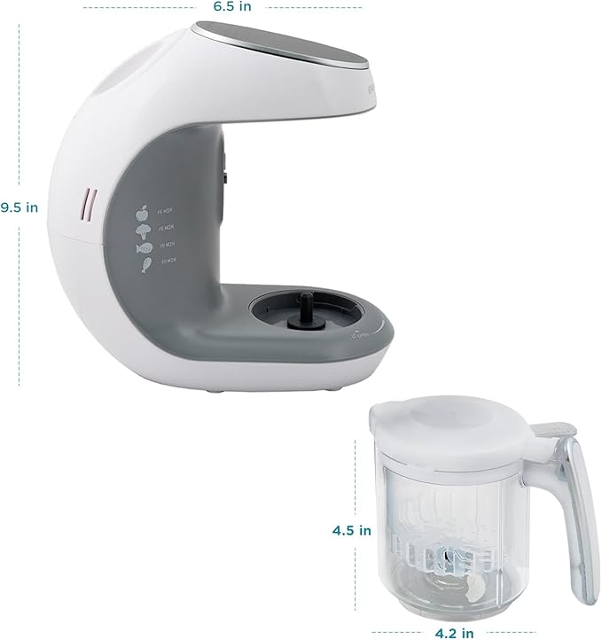 EVLA'S Baby Food Maker, Steamer, Blender, Baby Food Processor for Healthy Homemade Baby Food in Minutes, Touch Screen with 6 Reusable Food Pouches, Baby Registry Essential, White