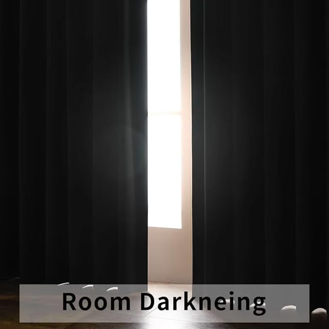 Joydeco 72 Inch Blackout Curtains for Bedroom, Thermal Insulated Black Out Curtains, Room Darkening Drapes for Living Room Window Rod Pocket Back Tab (W52 x L72 Inch, Brown)