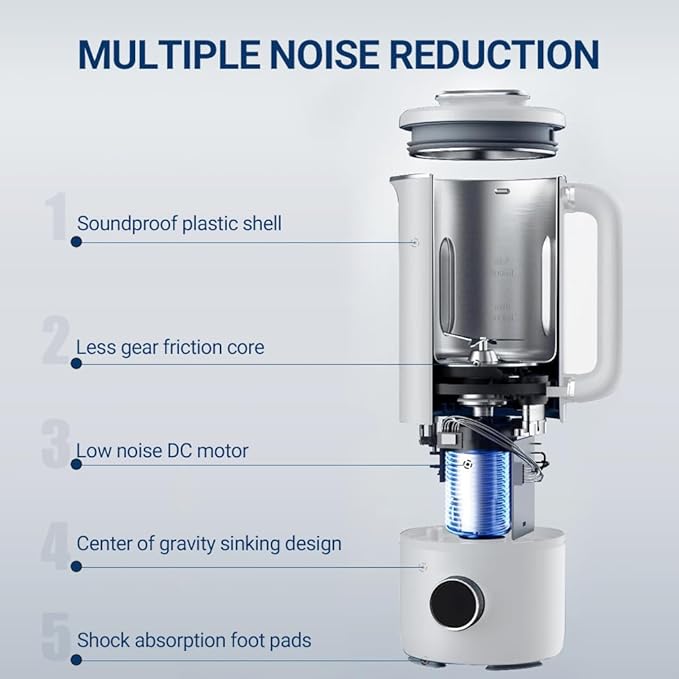 Joydeem JD-PB8200 Compact Blender with 10 Menus, Quiet Cooking Blender for Soymilk, Paste & Juice, 304 Stainless Steel, 12H Preset, 600ml