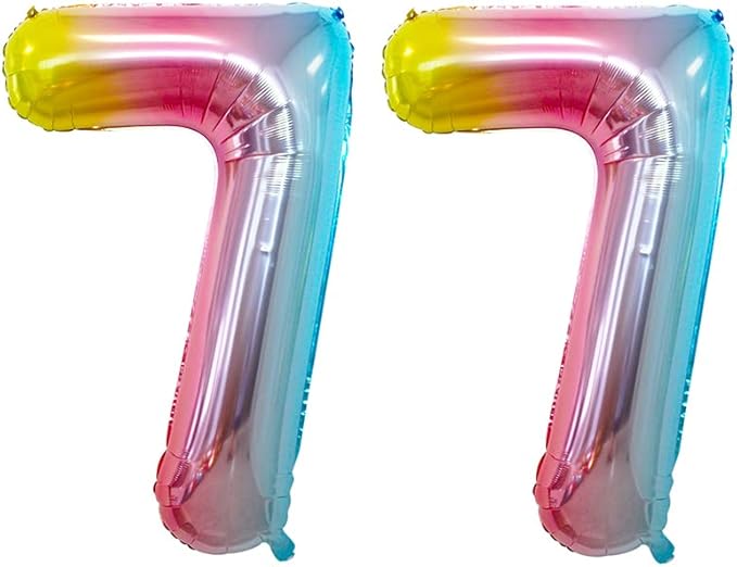 GOER Rainbow Foil Balloons Number 7,Huge Number Balloons for 7th Birthday Party Supplies Anniversary Decorations (3 pcs,42 inch,32 inch,16inch)