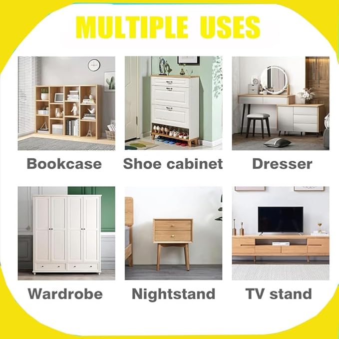 Anti Tip Furniture Anchors for Baby Pet Proofing,Furniture Wall Anchor Furniture Dresser Bookshelf Falling Prevention Device for Children (Yellow)