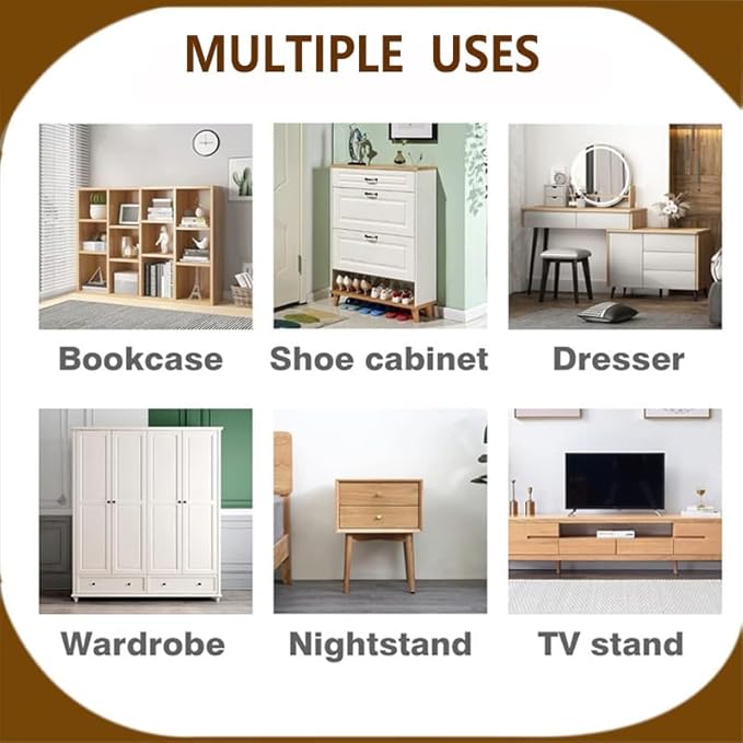 Anti Tip Furniture Anchors for Baby Pet Proofing,Furniture Wall Anchor Furniture Dresser Bookshelf Falling Prevention Device for Children (Brown)