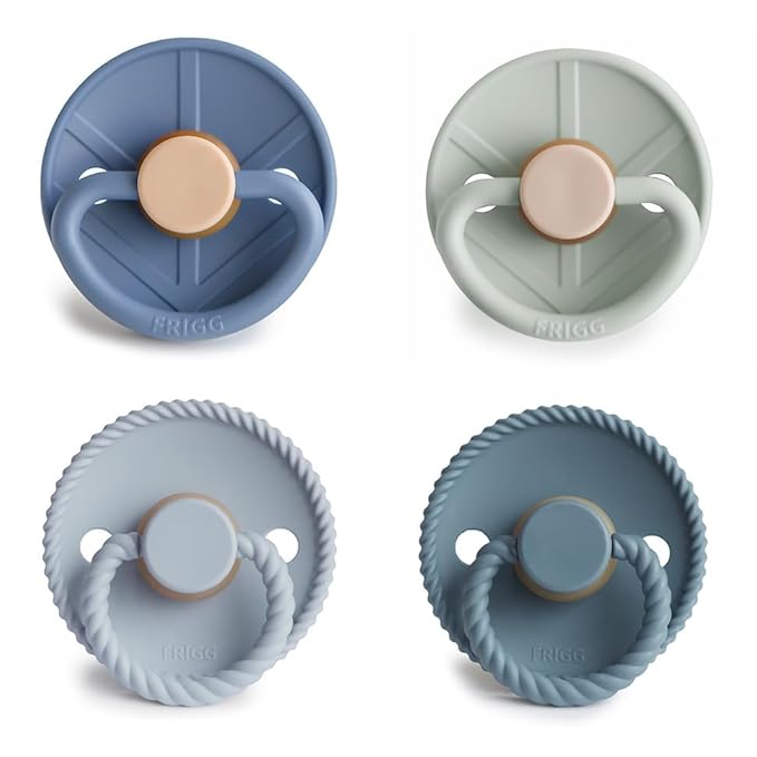FRIGG Natural Rubber Baby Pacifier 4-Pack Skyline Serenity | Made in Denmark | BPA-Free (6-18 Months)