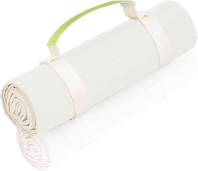 4’9” x 6’3” White Lightweight Water-Resistant Canvas Mat – Picnic, Outdoor, Beach, Park, Camping, Toy Mat