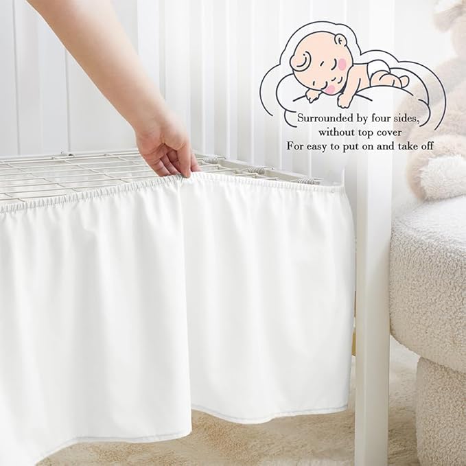 Horbaunal 2 Pack Crib Skirt & Crib Bed Sheet Set, White Crib Bed Skirt 28" x 52" with 14" Drop Dust Ruffle, Soft Microfiber Toddler Bedskirt Nursery Bedding Skirt for Baby Girls and Boys