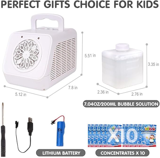 Automatic Rotating Bubble Machine 12 Holes Bubble Blower Plugin or Battery Operated Portable Bubble Maker 20000+ Big Bubbles Per Minute Bubbles for Outdoor Wedding Birthday Easter Party