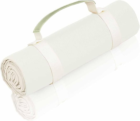 4’9” x 6’3” White Lightweight Water-Resistant Canvas Mat – Picnic, Outdoor, Beach, Park, Camping, Toy Mat