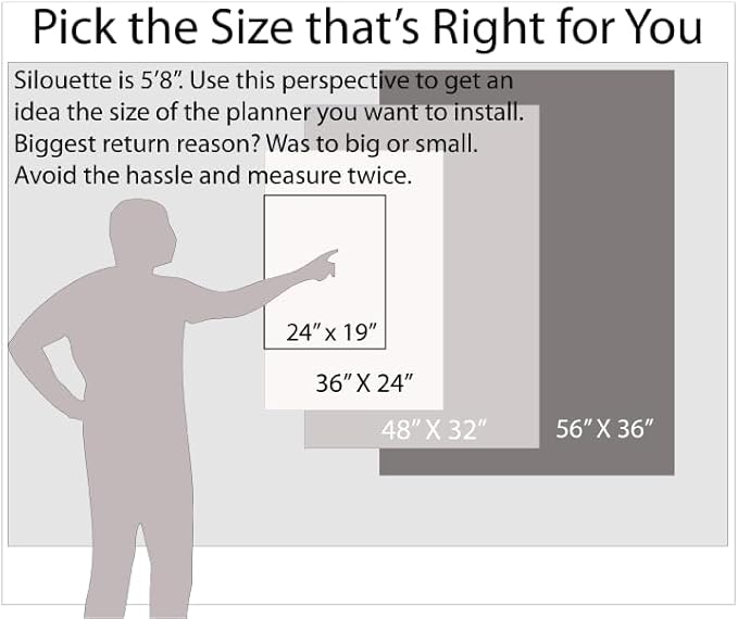 36" tall X 24" wide Vertical Sky Blue 30-Day Dry Erasable Wall Calendar Planner - 1-Month Large Calendar - Monthly Planner for Home, School, Classroom Organization. Complete with Free Marker and Eraser with Marker Holder