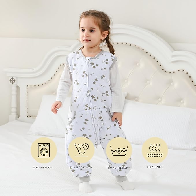 HOMEAL Toddler Sleep Sacks, 1.0 TOG, 12-24 Months, Sleeveless, Wearable Blanket