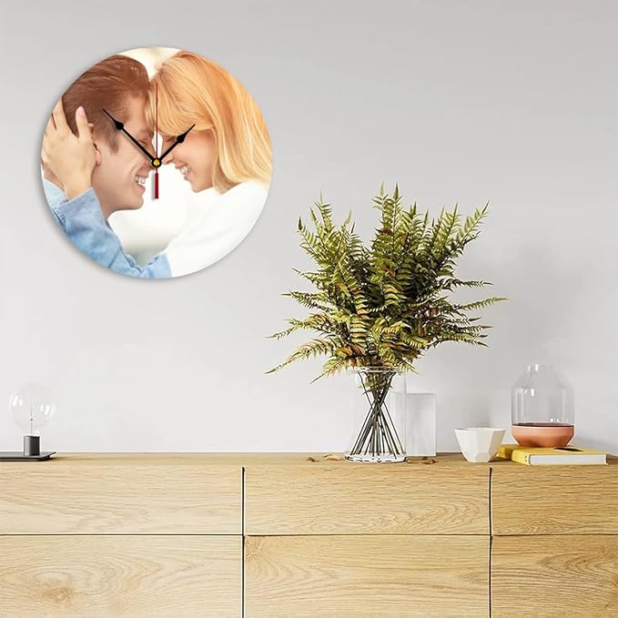 Generic Custom Clocks for Walls Personalized Picture Hanging Time Clocks Customize Gifts for Kitchen Bathroom Home Wedding Friend Family Lover, 10inch-25cm