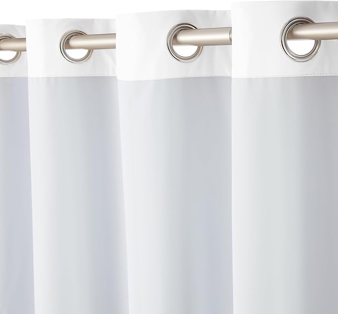 Amazon Basics Light Blocking Room Darkening Blackout Window Curtain with 2 Panels Grommets, for Living Room and Bedroom, 52 x 63 inches, White - Set of 2
