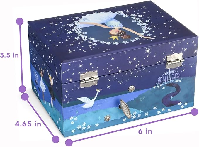 Jewelkeeper Girl's Musical Jewelry Storage Box with Spinning Ballerina, Glitter Design, Swan Lake Tune