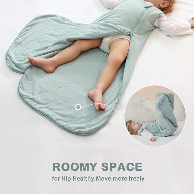 Mosebears Unisex Baby Sleep Sack 1.0 TOG, Supersoft Rayon Made from Bamboo Wearable Blanket with 2-Way Zipper (Calm Sage,0-6 Months)