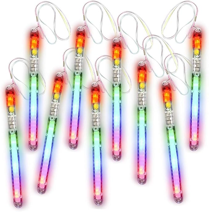 ArtCreativity Light Up Police Wands, Set of 12, Flashing LED Wand Sticks with Lanyards, Thrilling Light Show, Batteries Included, Birthday Party Favors, Carnival Prize, Goodie Bag Fillers for Kids