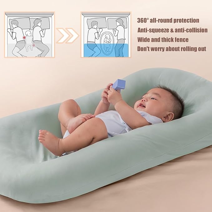 Baby Lounger, Baby Lounger for Newborn 0-12 Months, Portable Infant Lounger Soft Cotton Breathable for Home & Travel (Brown)