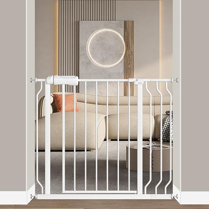 Fairy Baby Baby Gate for Doorways Stairs Hallway 34-38.5 Inch Wide, Walk Through Child Gates with Pressure Mounted Extention Kit, Indoor Safety Child Gates for Kids or Pets