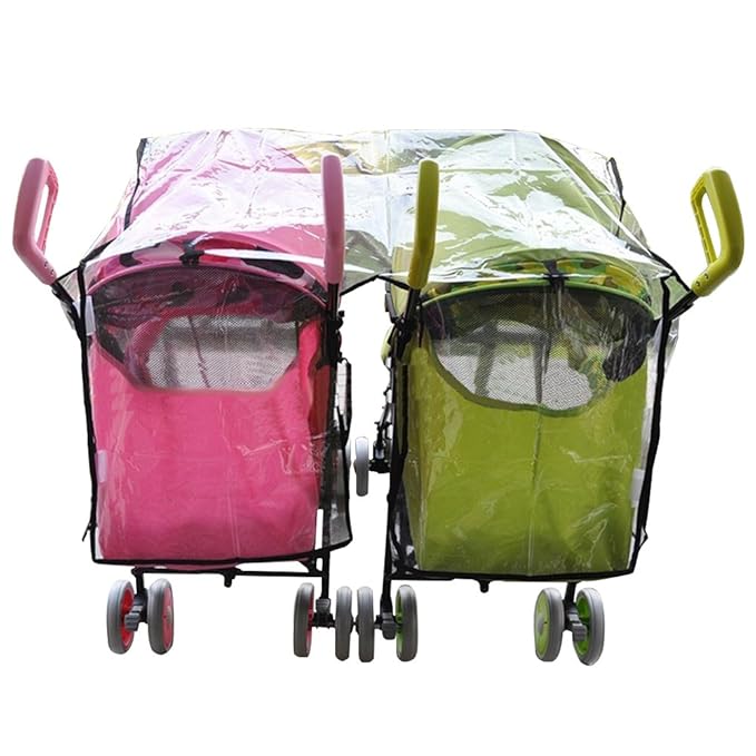 Aligle Twin Stroller Raincoat Universal Size Side by Side Stroller Weather Shield, Baby Rain Cover/Wind Shield