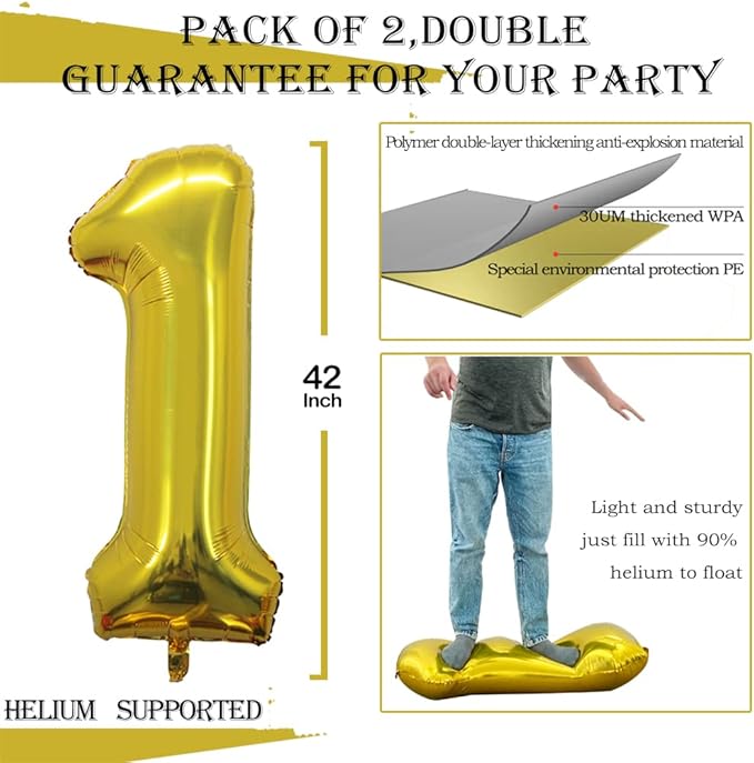 GOER Number 19 Balloons for 19th Birthday Sweet 19 Party Decorations,42 Inch Jumbo Foil Helium 91 Balloons for 91st Birthday Party Decoration (Gold)