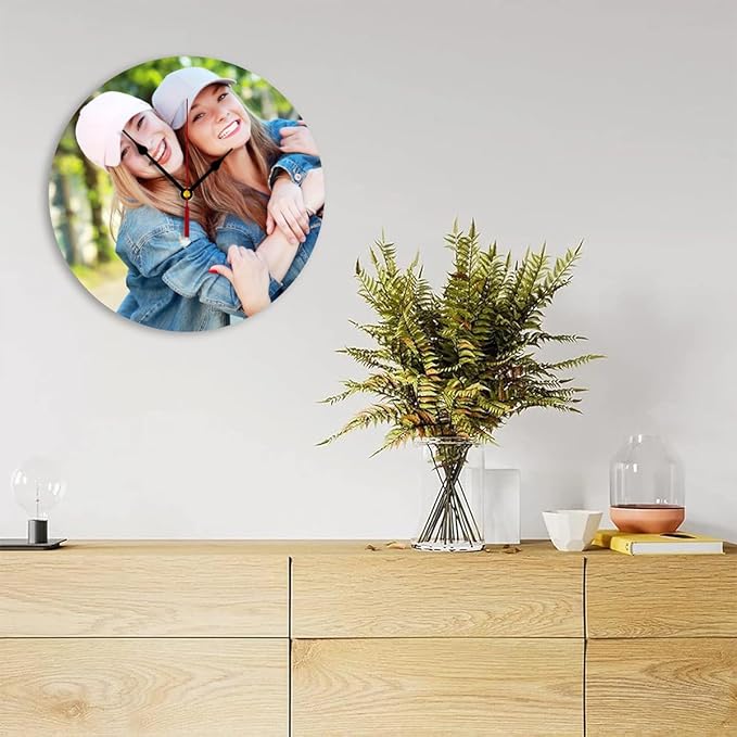Generic Custom Clocks for Walls Personalized Picture Hanging Time Clocks Silent Non Ticking Round Decoration for Kitchen Family Friends Gifts, 10inch-25cm