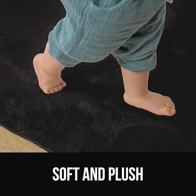 GORILLA GRIP Ultra Soft Washable Area Rug, 6x9, Stain and Slip Resistant Plush Thick Carpet for Bedroom Living Room, No Shed Floor Rugs, Pet Friendly, Dorm Essentials, Kids Nursery Home Decor, Black